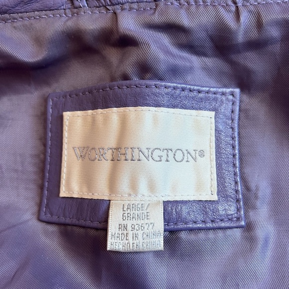 Y2K Sz L Mauve Leather Zippered Jacket - Picture 5 of 6